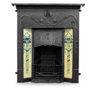 Valentine Art Nouveau Tiled Cast Iron Combination Fireplace 