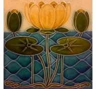 Art Nouveau Turquoise Tulip Fireplace Tiles