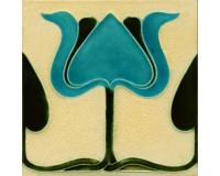 Art Nouveau Turquoise Tulip Fireplace Tiles