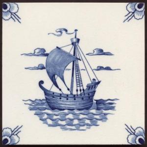 Delft Voysey Ship Fireplace Tiles