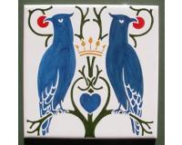 Arts & Crafts Voysey Love Birds and Heart Fireplace Tiles