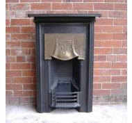 Original Antique Reclaimed Old art Nouveau Cast Iron Combination Fireplace