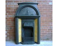 Antique Arts & Crafts Tiled Cast Iron Combination Fireplace