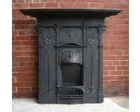 Antique Arts & Crafts Cast Iron Combination Fireplace