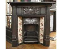 Antique Reclaimed Original Art Nouveau Cast Iron Combination Fireplace