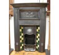 Original Antique Reclaimed Old art Nouveau Cast Iron Combination Fireplace