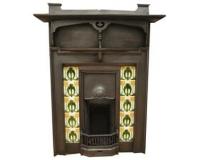 Cast iron Arts and Crafts / Art Nouveau combination fireplace