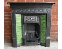 Art Nouveau Cast Iron Tiled Fireplace 