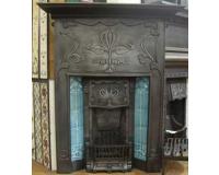 Original Cast iron Art Nouveau combination fireplace