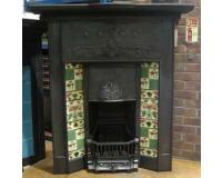 Antique Cast Iron Art Nouveau Fireplace