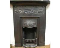 Art Nouveau Antique Cast Iron Fireplace