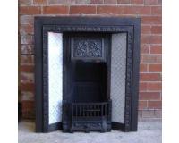 Antique Art Nouveau Tiled Cast Iron Fireplace Insert