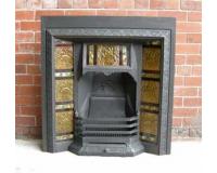 Antique Victorian Tiled Cast Iron Fireplace Insert