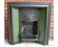 Antique Edwardian Cast Iron Tiled Fireplace Insert