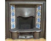 Antique Edwardian Cast Iron Hobbed Fireplace Insert