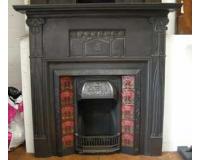 Antique Art Nouveau Cast Iron Fireplace Surround