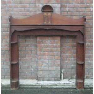 Antique Art Nouveau Inlaid Mahogany Fire Surround