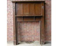 Antique Art Nouveau Carved Oak Fireplace Surround