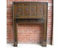 Antique Arts & Crafts Carved Oak Fire Surround