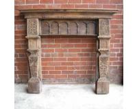 Antique Victorian Carved Oak Fireplace Surround