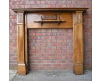 Antique Art Nouveau Carved Oak Fireplace Surround