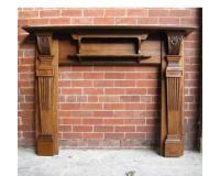 Antique Victorian Walnut Fireplace Surround