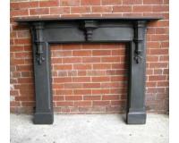 Antique Victorian Gothic Cast Iron Fireplace Surround