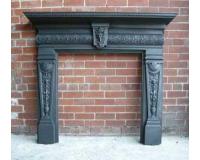 Antique Arts & Crafts Cast Iron Fireplace Surround