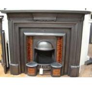 Antique Edwardian Tiled Cast Iron Fireplace Insert 