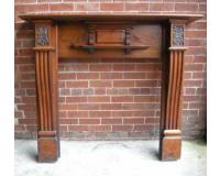 Antique Victorian Carved Walnut Fire Surround