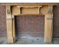 Art Nouveau carved oak fire surround