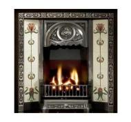 Tulip Tiles Art Nouveau Cast Iron Fireplace Insert