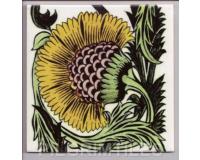 William De Morgan Arts & Crafts Sunflower Fireplace Tiles
