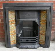 Reclaimed Aesthetic Movement Tiled Cast Iron Fireplace Insert