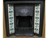 Art Nouveau Tiled Cast Iron Fireplace Insert