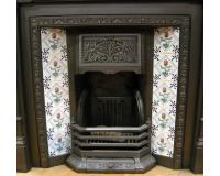 Art Nouveau Tiled Cast Iron Fireplace Insert