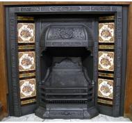 Original Carved Oak Art Nouveau Fireplace Surround Mantel