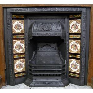 Aesthetic Movement Tiled Cast Iron Fireplace Insert