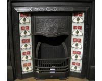 Reclaimed Art Nouveau Tiled Cast Iron Fireplace Insert