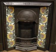 Art Nouveau Tiled Cast Iron Fireplace Insert