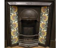 Art Nouveau Tiled Cast Iron Fireplace Insert