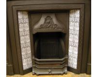 Art Nouveau Tiled Cast Iron Fireplace Insert