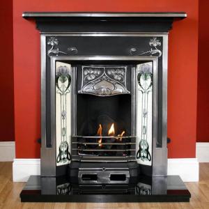 Chatham Art Nouveau Cast Iron Combination Fireplace